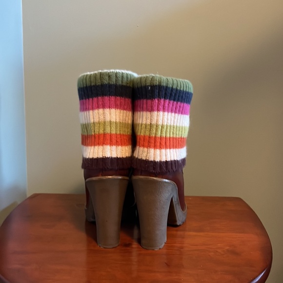 Coach Whisky Brown Leather Legacy Stripe Wool
Sock Laurette Boots Size 8.5 Fall - Picture 3 of 10